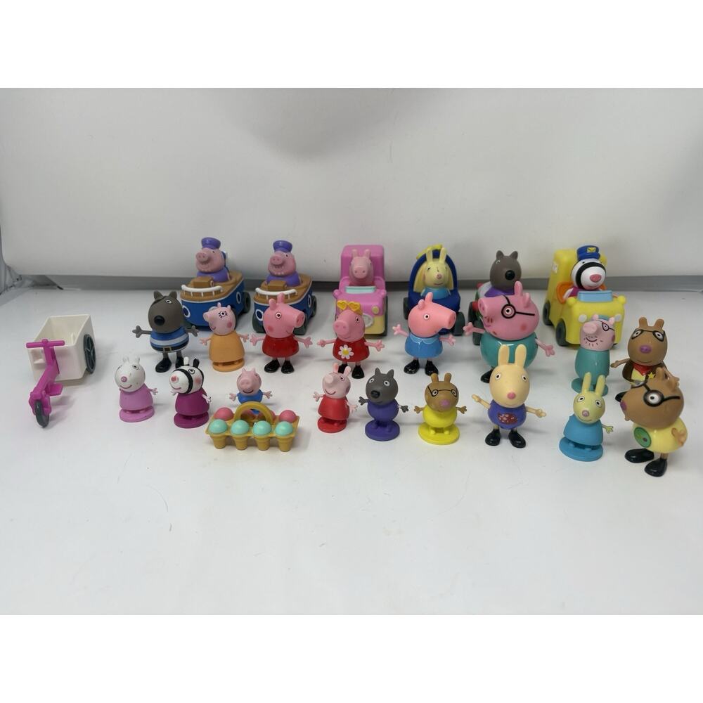 Lot Of 25 Peppa Pig Toy Figures Cars Etc
